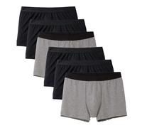 CALIDA Herren Boxershorts, 6er Pack - Natural Benefit, Elastikbund, Single Jersey Schwarz/Grau XL (56)