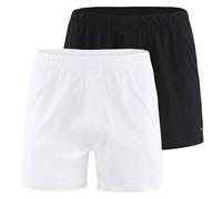 CALIDA Herren Jersey Boxershorts, 2er Pack - Cotton Code, einfarbig, 100% Baumwolle Weiß/Schwarz L (52/54)