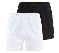 CALIDA Herren Jersey Boxershorts , 2er Pack - Cotton Code, einfarbig, 100% Baumwolle Weiß/Schwarz XL (56)