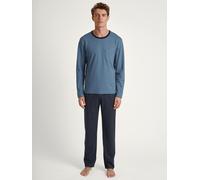 CALIDA Relax Essentials Pyjama, lang Herren, aus 100% Bio-Baumwolle, Hose mit stoffbezogenem Gummibund