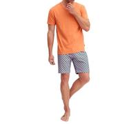 Shorty CALIDA "Relax Imprint 4", Damen, Gr. S (46/48), orange (juicy orange), Single Jersey, Obermaterial: 100% Baumwolle, bequem kurz, V-Ausschnitt, Homewear-Sets Shorty, mit V-Ausschnitt und kurzen