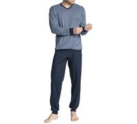 CALIDA Herren Relax Imprint Basic Pyjamaset durchgeknöpft Zweiteiliger Schlafanzug, Dark Sapphire, 52-54