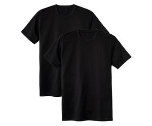CALIDA Herren T-Shirt, 2er Pack - Natural Benefit, Rundhals-Ausschnitt, 100% Baumwolle Schwarz XL (56)