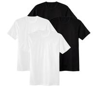 CALIDA Herren T-Shirt, 4er Pack - Natural Benefit, Rundhals-Ausschnitt, 100% Baumwolle Weiß/Schwarz XXL (58/60)