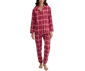 CALIDA Holiday Dreams Pyjama, lang Damen, Flannel deep red 44-46