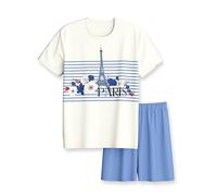 CALIDA Kids Kurz-Pyjama Kinder, aus Bio Baumwolle, atmungsaktiv, pflegeleicht Star White 128-134