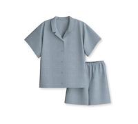 CALIDA Kids Kurz-Pyjama mit Knöpfen Kinder, aus Bio Baumwolle, atmungsaktiv, pflegeleicht Dark Denim 164-170