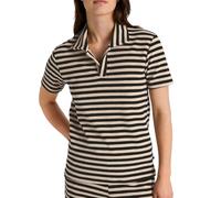 CALIDA Lounge Stripe Polo-Shirt Damen, Frottee-Struktur, Polokragen, natürlich atmungsaktiv, gerader Schnitt