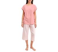 Capri-Pyjama CALIDA "Lovely Nights", Damen, Gr. S (40/42), peach cream, Single Jersey, Obermaterial: 100% Baumwolle, bequem 3/4-Länge, Rundhals, Homewear-Sets, mit kurzem Arm und Rundhalsausschnitt, w