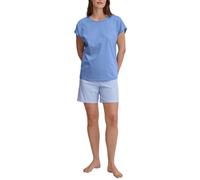 Shorty CALIDA "Lovely Nights", Damen, Gr. S (40/42), blau (hydrangea blau), Single Jersey, Obermaterial: 100% Baumwolle, casual, kurz, Rundhals, Kurzarm, Homewear-Sets, Rundhalsausschnitt, Baumwolle, 