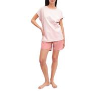 Shorty CALIDA "Lovely Nights", Damen, Gr. XS (36/38), peach cream, Single Jersey, Obermaterial: 100% Baumwolle, kurz, Rundhals, Homewear-Sets Shorty, Rundhalsausschnitt, Baumwolle, kurzärmelig (838851