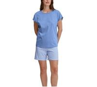 Shorty CALIDA "Lovely Nights", Damen, Gr. XS (36/38), blau (hydrangea blau), Single Jersey, Obermaterial: 100% Baumwolle, casual, kurz, Rundhals, Kurzarm, Homewear-Sets, Rundhalsausschnitt, Baumwolle,