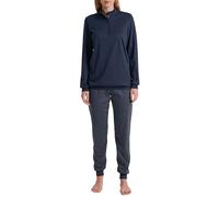 CALIDA Midnight Dreams Bündchen-Pyjama Damen, aus 100% Dicker Baumwolle