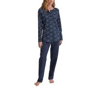 CALIDA Midnight Dreams Pyjama Damen, mit Knöpfen, aus 100% Bio-Baumwolle, wärmende Qualität