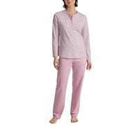 CALIDA Midnight Flowers Pyjama, lang Damen, aus 100% Dicker Baumwolle