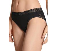 Calida Slip Natural Comfort Lace, Regular Cut, Supima-Baumwolle, Spitzendetails, Schwarz 44-46