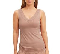 Tanktop CALIDA "Natural Comfort Lace", Damen, Gr. M (44/46), timeless taupe, Single Jersey, Obermaterial: 92% Baumwolle, 8% Elasthan, normal hüftbedeckend, V-Ausschnitt, Tops Tanktop, elastisch, V-Aus