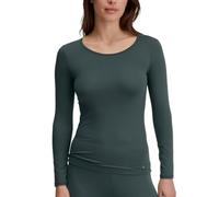 Langarmshirt CALIDA "Natural Comfort", Damen, Gr. S (40/42), deep emerald grün, Single Jersey, Obermaterial: 92% Baumwolle, 8% Elasthan, casual, normal hüftlang, Rundhals, Langarm, Shirts, elastisch, 