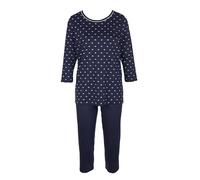 CALIDA Night Lovers 3/4-Pyjama Damen, aus 100% Supima-Baumwolle, mit stoffbezogenem Gummibund