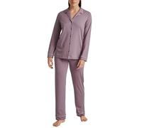CALIDA Night Lovers Pyjama, durchgeknöpft Damen, aus 100% Supima-Baumwolle, mit stoffbezogenem Gummibund