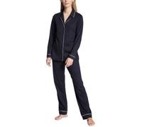 CALIDA Night Lovers Pyjama, durchgeknöpft Damen, aus 100% Supima-Baumwolle, mit stoffbezogenem Gummibund