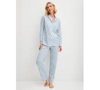 CALIDA Ornament Nights Pyjama, durchgeknöpft Damen, aus 100% Baumwolle, atmungsaktiv und klimaregulierend