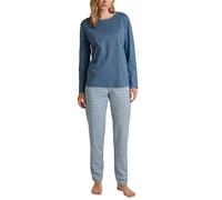 CALIDA Ornament Nights Pyjama, lang Damen, aus 100% Baumwolle Blue Cotton 48-50