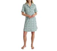 CALIDA Palm Dreams Kurzarm-Nachthemd Damen, weich, pflegeleicht, natürliche Wärmeisolation, Länge 95cm Bristol Blue 40-42