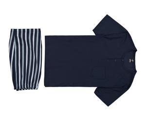 CALIDA Pyjama Herren Jersey-Baumwolle blau gemustert, M