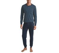 CALIDA Relax Choice 3 Bündchen-Pyjama Herren, aus 100% Supima-Baumwolle, mit stoffbezogenem Gummibund