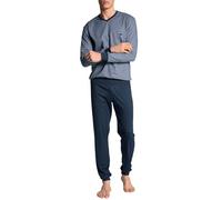 CALIDA Relax Choice Bündchen-Pyjama Herren, aus 100% Supima-Baumwolle, mit stoffbezogenem Gummibund