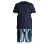 Shorty CALIDA "Relax Choice", Damen, Gr. L (52/54), saphir blau, Interlock, Obermaterial: 100% Baumwolle, bequem kurz, Rundhals, Homewear-Sets Shorty, atmungsaktiv, Baumwolle, Oberteil mit Knopfleiste