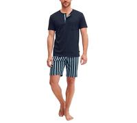 Shorty CALIDA "Relax Choice", Damen, Gr. XL (56), saphir blau, Interlock, Obermaterial: 100% Baumwolle, bequem kurz, Rundhals, Homewear-Sets Shorty, atmungsaktiv, Baumwolle, Oberteil mit Knopfleiste (
