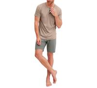 CALIDA Relax Choice Kurz-Pyjama, Schlafanzug Herren, Swiss+Cotton-Qualität, weich, atmungsaktiv, langlebig, pflegeleicht warm Sands 52-54