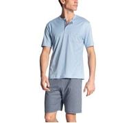 CALIDA Relax Choice Kurz-Pyjama Herren, aus 100% Supima-Baumwolle, mit stoffbezogenem Gummibund