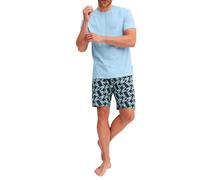 CALIDA Relax Imprint Kurz-Pyjama Herren Atlantic Blue 58-60