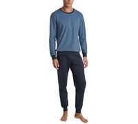 CALIDA Relax Essentials Bündchen-Pyjama Herren, aus 100% Bio-Baumwolle, Hose mit stoffbezogenem Gummibund