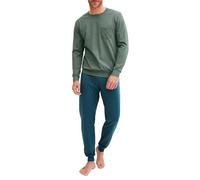 Schlafanzug CALIDA "Relax Imprint 1", Damen, Gr. M (50), laurel grün, Single Jersey, Obermaterial: 100% Baumwolle, bequem lang, Rundhals, angesetztes Bündchen, Homewear-Sets Schlafanzug, aus weicher S