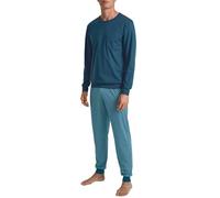 CALIDA Relax Imprint Bündchen-Pyjama Herren, aus 100% Baumwolle, Hose mit stoffbezogenem Gummibund