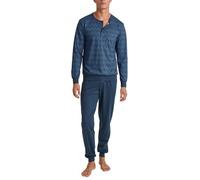 CALIDA Relax Imprint Bündchen-Pyjama Herren, aus 100% Baumwolle, Hose mit stoffbezogenem Gummibund