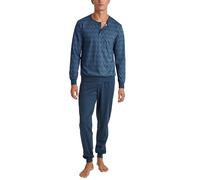 CALIDA Relax Imprint Bündchen-Pyjama Herren, aus 100% Baumwolle, Hose mit stoffbezogenem Gummibund