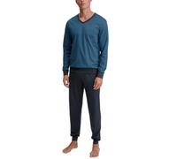 CALIDA Relax Imprint Bündchen-Pyjama Herren | Schlafanzug mit Bündchen, weiche Single-Jersey-Qualität mit V-Ausschnitt und Brusttasche