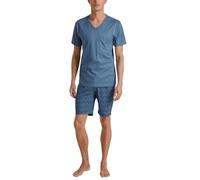 CALIDA Relax Imprint Kurz-Pyjama Herren, aus 100% Baumwolle, Hose mit stoffbezogenem Gummibund