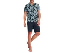 CALIDA Relax Imprint Kurz-Pyjama Herren, 100% Baumwolle, atmungsaktiv, hautfreundlich, pflegeleicht Dark Sapphire 46-48