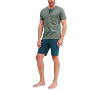 CALIDA Relax Imprint Kurz-Pyjama, Schlafanzug Herren, 100% Baumwolle, pflegeleicht, elastisch & formstabil, in Single Jersey Laurel Green 58-60