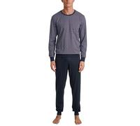 CALIDA Relax Imprint Pyjama, durchgeknöpft Herren, aus 100% Baumwolle, Hose mit stoffbezogenem Gummibund
