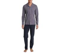 CALIDA Relax Imprint Pyjama, durchgeknöpft Herren, aus 100% Baumwolle, Hose mit stoffbezogenem Gummibund