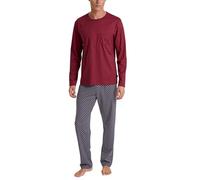 CALIDA Relax Imprint Pyjama, lang Herren, aus 100% Baumwolle, Hose mit stoffbezogenem Gummibund