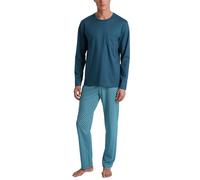 CALIDA Relax Imprint Pyjama, lang Herren, aus 100% Baumwolle, Hose mit stoffbezogenem Gummibund