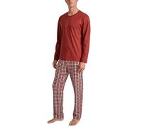CALIDA Relax Imprint Pyjama, lang Herren, aus 100% Baumwolle, Hose mit stoffbezogenem Gummibund